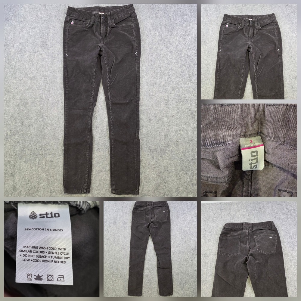 Stio Pants Womens 2 Gray Corduroy Slim Fit Chino Stretch Casual Fall Outdoor